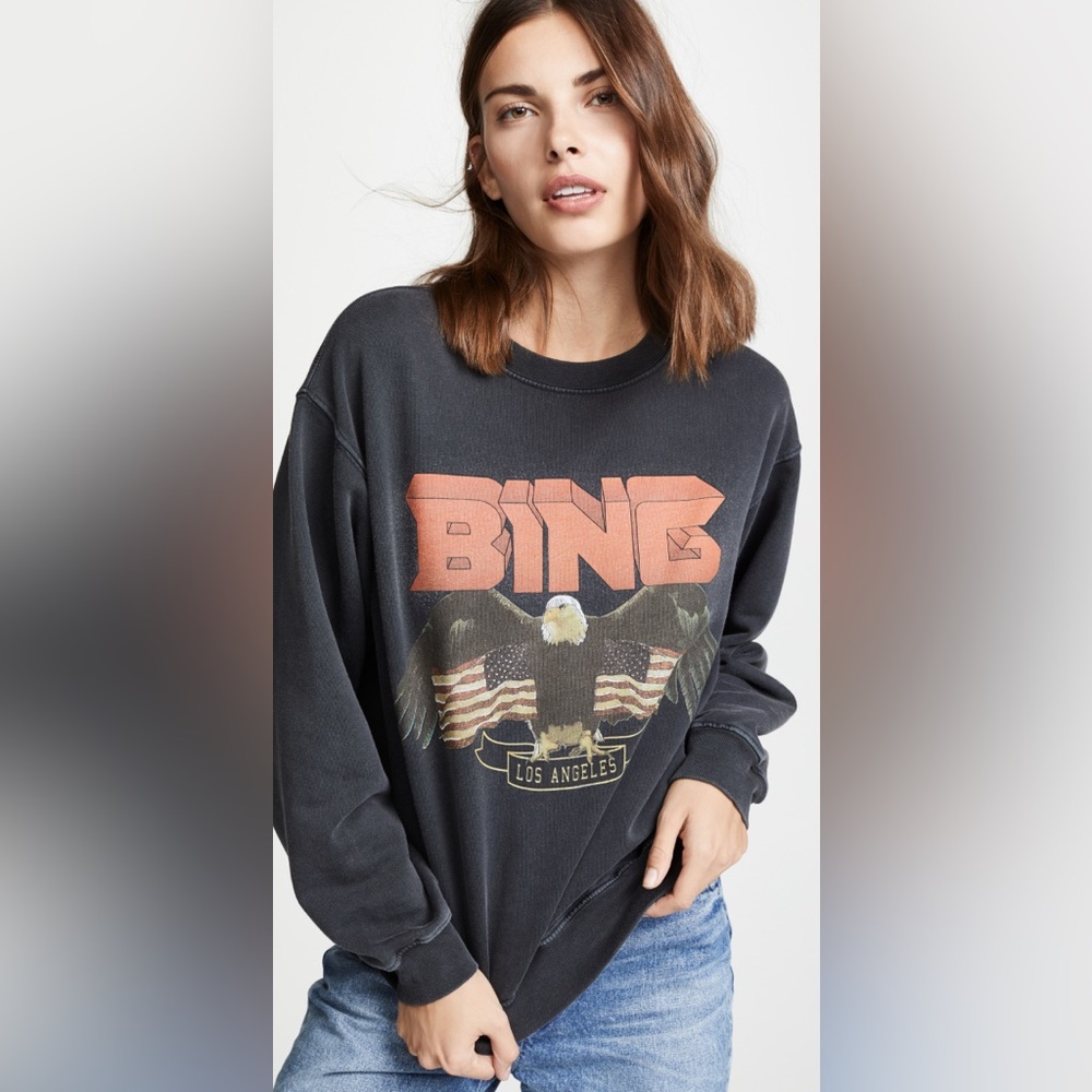 Anine Bing Vintage Eagle Grey Sweatshirt